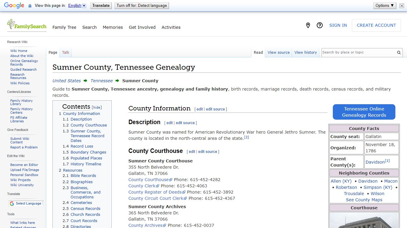 Sumner County, Tennessee Genealogy • FamilySearch